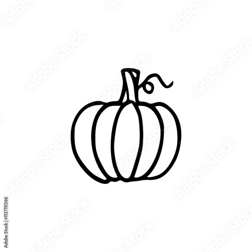 a black and white drawing of a pumpkin icon