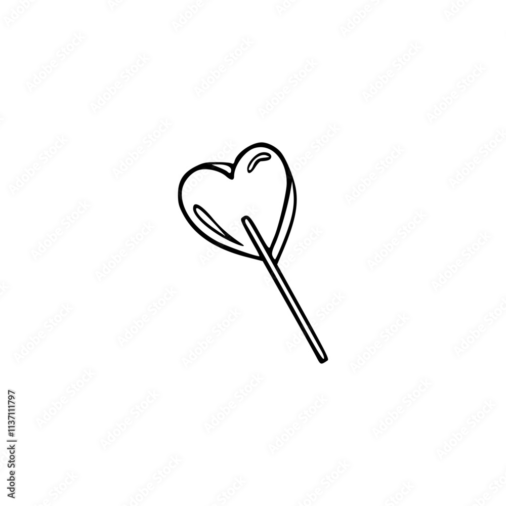heart lollipop outline vector illustration heart lollipop outline vector illustration