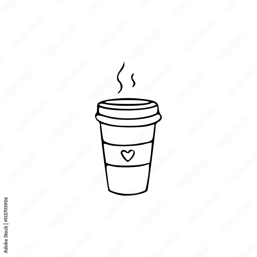 Coffee cup icon in line art style Coffee cup icon in line art style