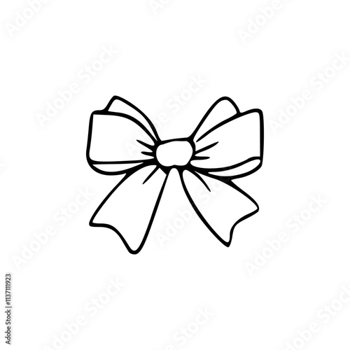 A line art drawing of a bow coloring page