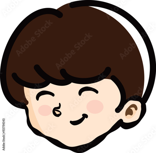  illustration of smiling brown-haired boy