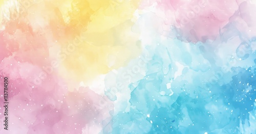 A soft, colorful watercolor background blending pastel hues for artistic use.