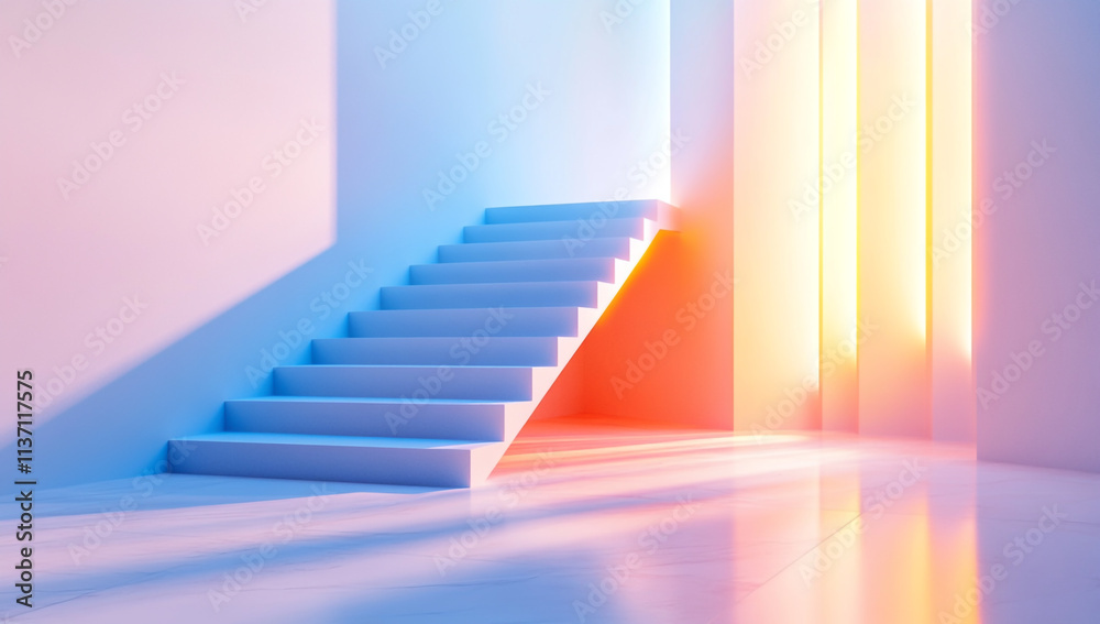 Obraz premium Abstract background with modern geometric shapes and light beams