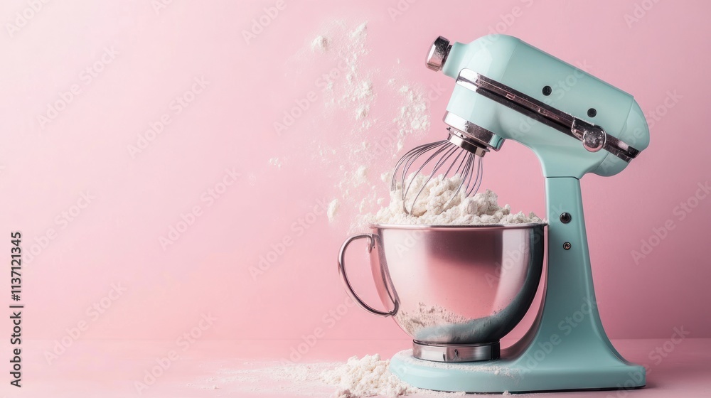 Pastel Blue Stand Mixer Mixing Flour for Baking Pastel Blue Stand Mixer Mixing Flour for Baking