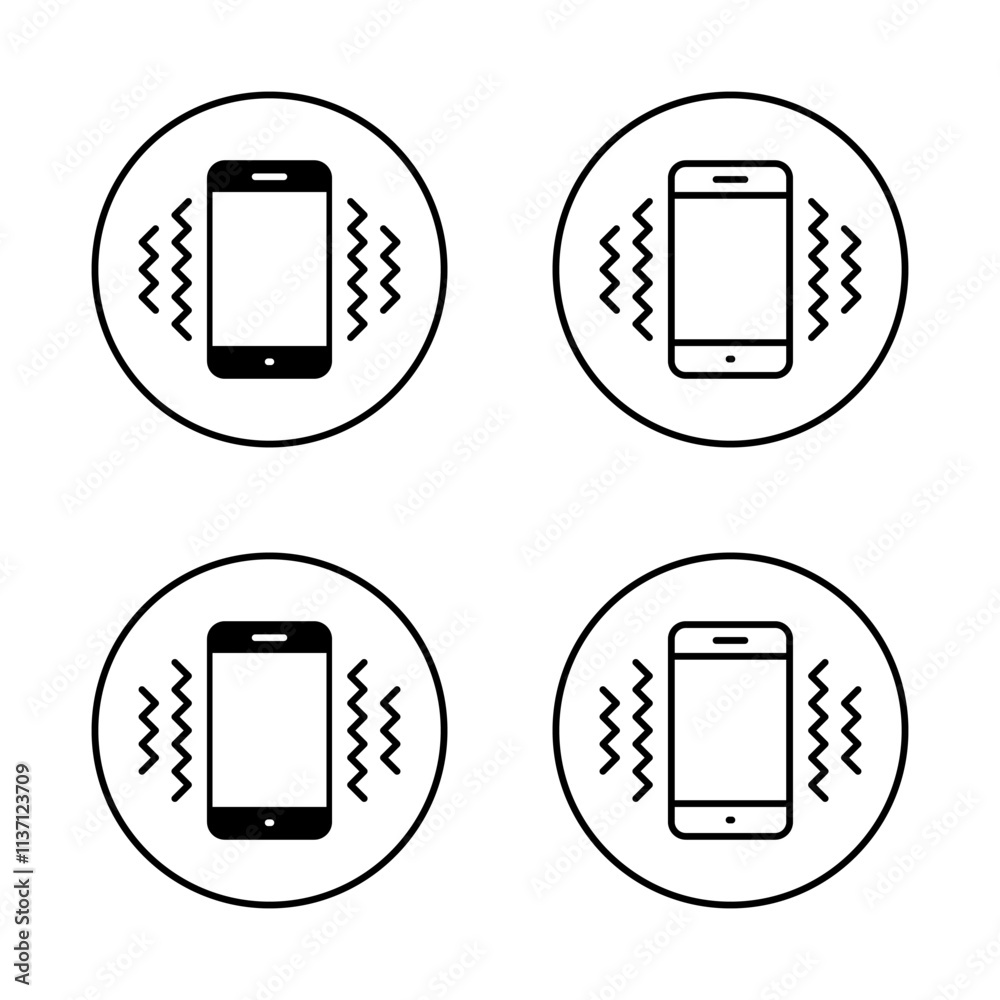 Foto Phone vibration icon set on circle line