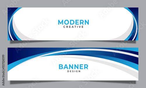 Abstract Business modern banner horizontal with wavy design decoration