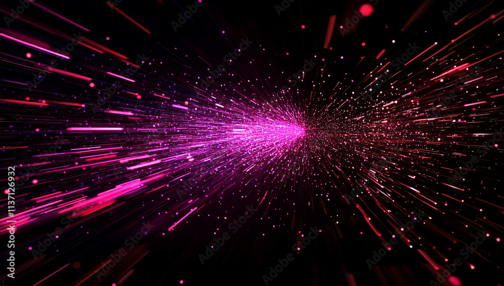 Obraz premium Abstract digital background with bright lines and dots, creating an immersive cyberpunk atmosphere.