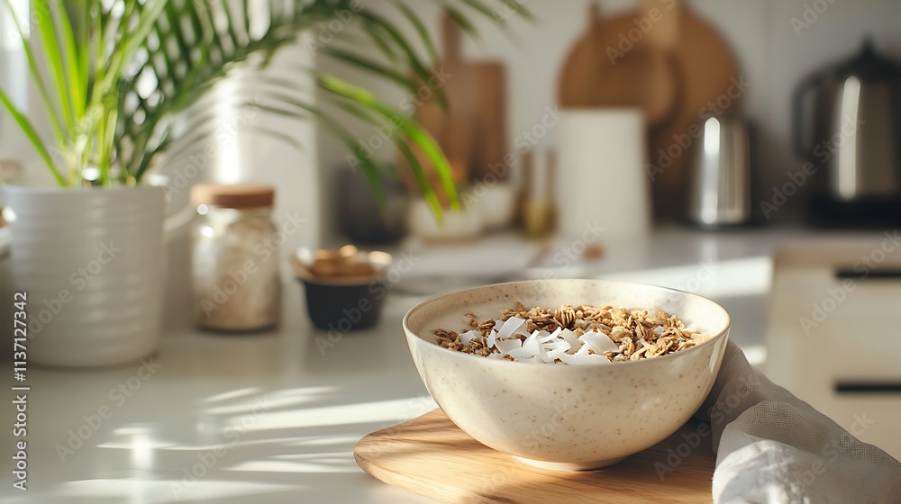 Granola with Yogurt and Coconut in a Bowl Granola with Yogurt and Coconut in a Bowl