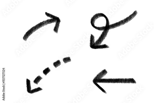クレヨンで描いた矢印のセット