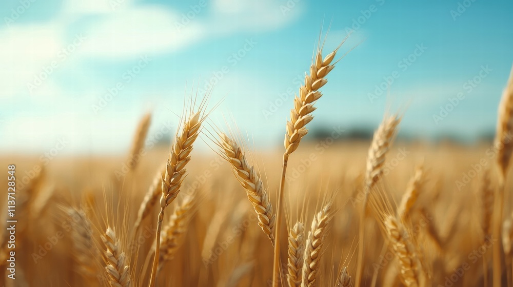 Golden wheat field under a clear blue sky Golden wheat field under a clear blue sky