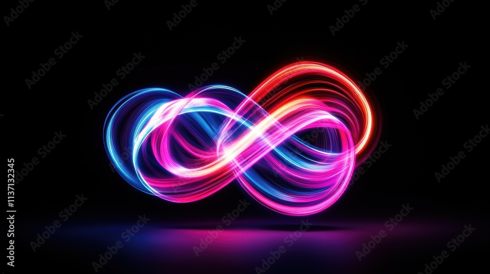 Vibrant infinity symbol with dynamic light trails Vibrant infinity symbol with dynamic light trails