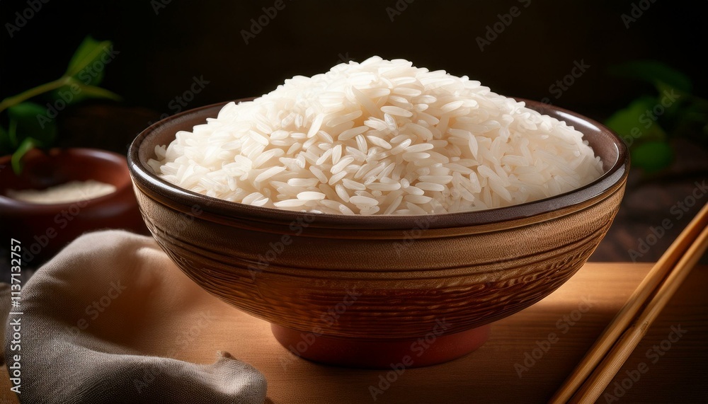 A bowl of freshly cooked white rice. A bowl of freshly cooked white rice.