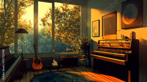 Lo-Fi music picture The background that goes well with the lo-fi music genre Generative AI	
