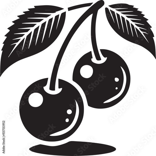 Black cherry vector, Black cherry icon, cherry illustration vector, cherry logo vector, cherry silhouette vector black and white