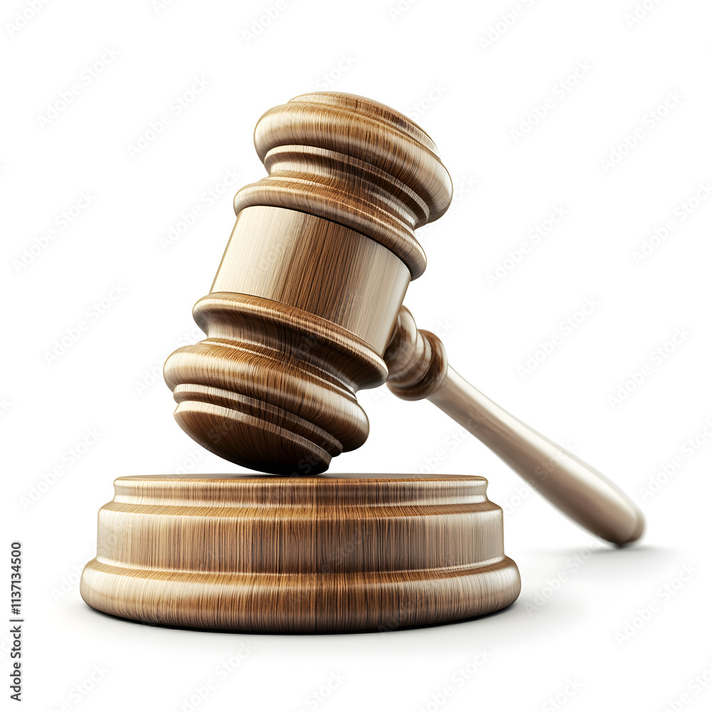 Wooden Gavel on a Round Base for Legal Themes Wooden Gavel on a Round Base for Legal Themes