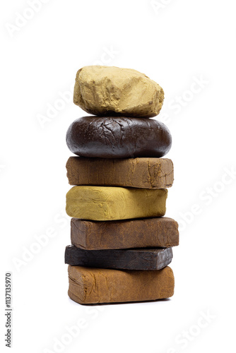Blocks of hashish isolated on white background