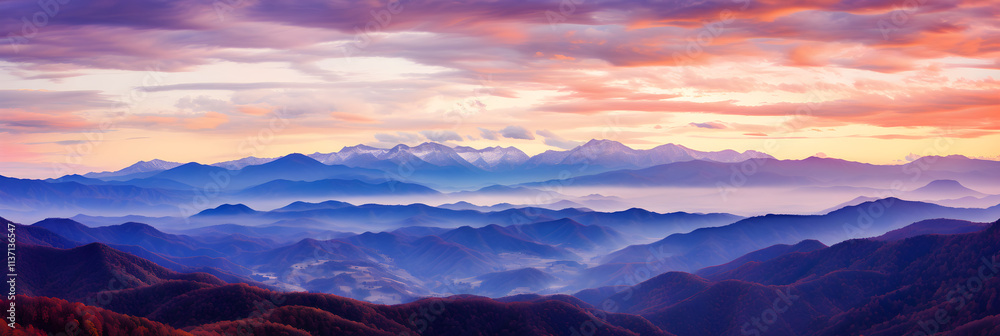Spectacular Sunset over Mountain Range: A Mesmerizing Spectacle of Nature's Majesty