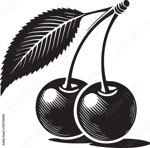 Black cherry vector, Black cherry icon, cherry illustration vector, cherry logo vector, cherry silhouette vector black and white