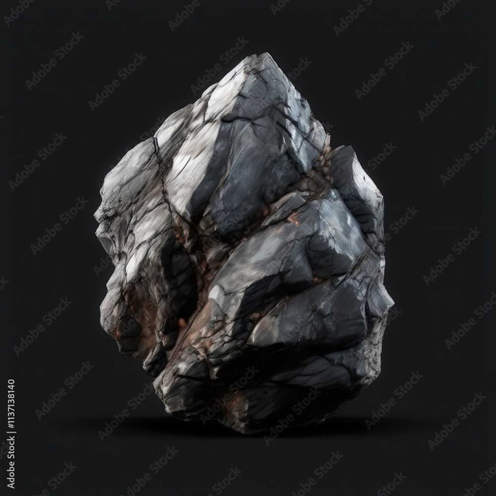 Naklejka premium the AI Image Generator, Black and White Stone with Texture on Dark