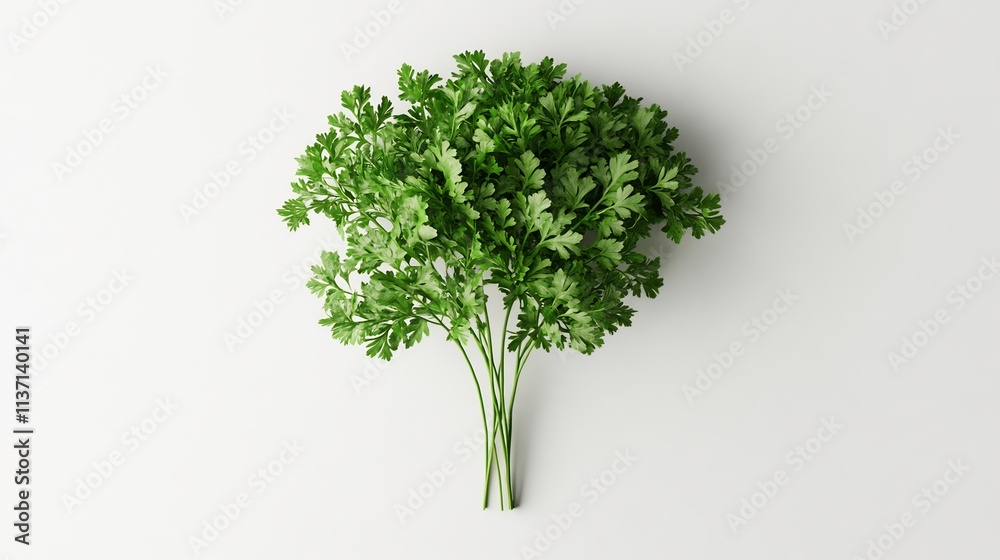 Fresh Parsley Sprig on White Background Fresh Parsley Sprig on White Background