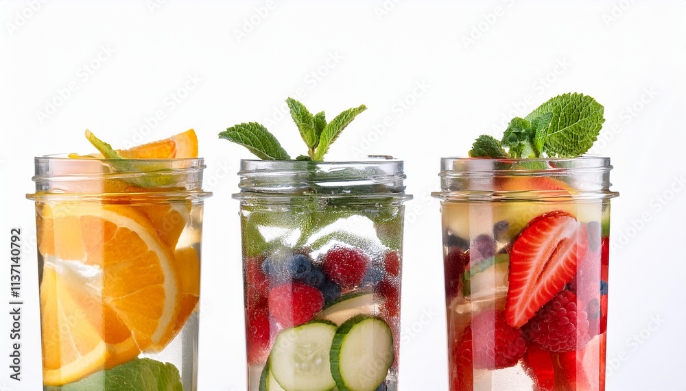 Infused Water on white background isolated. Beverage. Drink. Infused Water on white background isolated. Beverage. Drink.