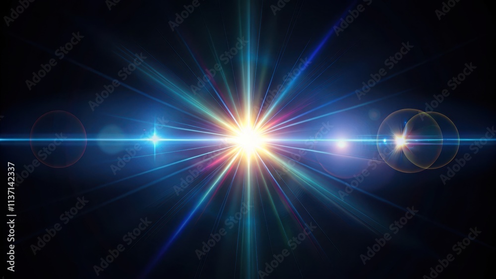 Lens flare on a black background, glowing light spot, lens flares effect, bright spot Lens flare on a black background, glowing light spot, lens flares effect, bright spot