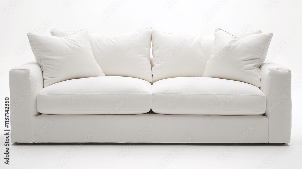 Cloud-like Comfort: Luxurious White Sofa with Plush Cushions Cloud-like Comfort: Luxurious White Sofa with Plush Cushions