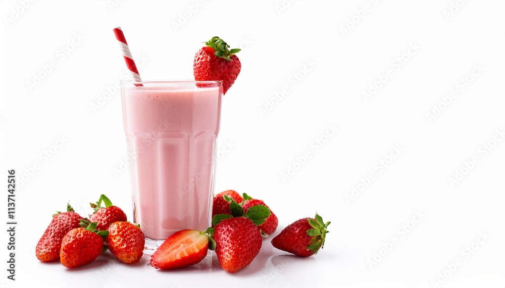 Strawberry Milkshake on white background isolated. Beverage. Drink. Strawberry Milkshake on white background isolated. Beverage. Drink.