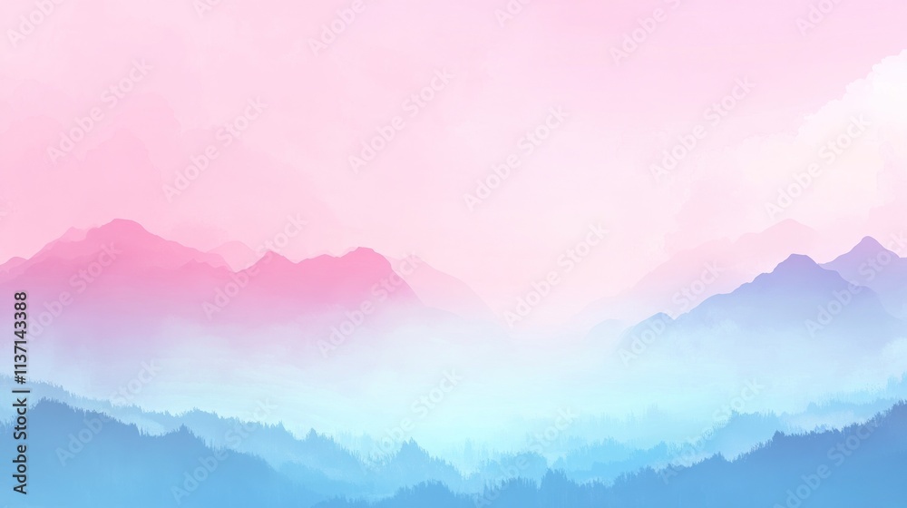 Pastel Mountainscape A Dreamy Haze Over Rolling Hills Pastel Mountainscape A Dreamy Haze Over Rolling Hills