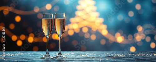 champagne glasses on new year