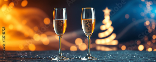 champagne glasses on new year