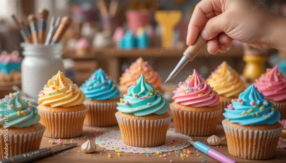 Colorful Cupcakes Delightful Dessert Display Colorful Cupcakes Delightful Dessert Display