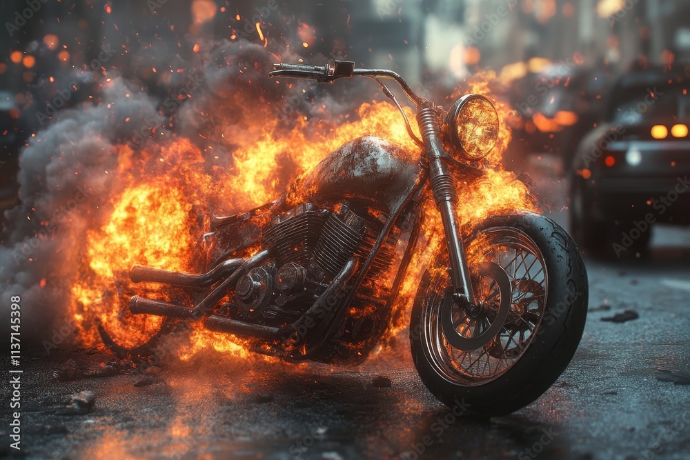 3D Realistic illustration of a Motorcycle exploding isolated on white Background 3D Realistic illustration of a Motorcycle exploding isolated on white Background