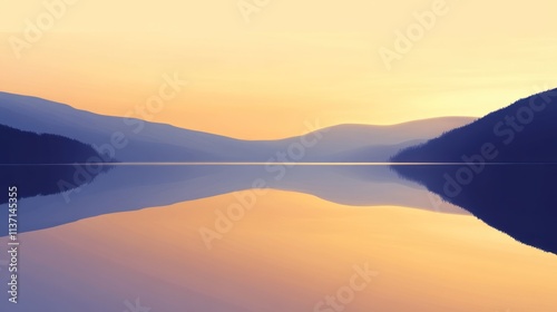 Serene Sunset Reflection Over Mountain Lake