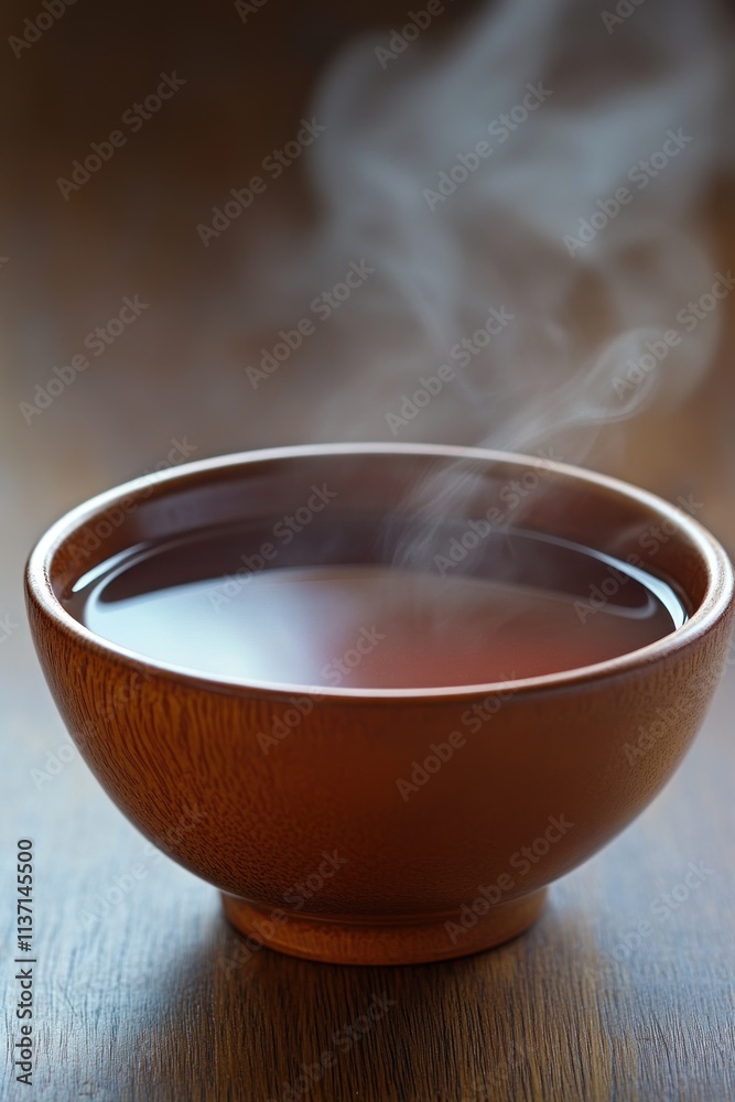 A steaming bowl of tea sits on a wooden surface, inviting warmth and comfort. A steaming bowl of tea sits on a wooden surface, inviting warmth and comfort.