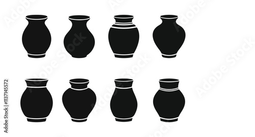 Wallpaper Mural Empty Vase Silhouette Set Vector Illustration Torontodigital.ca