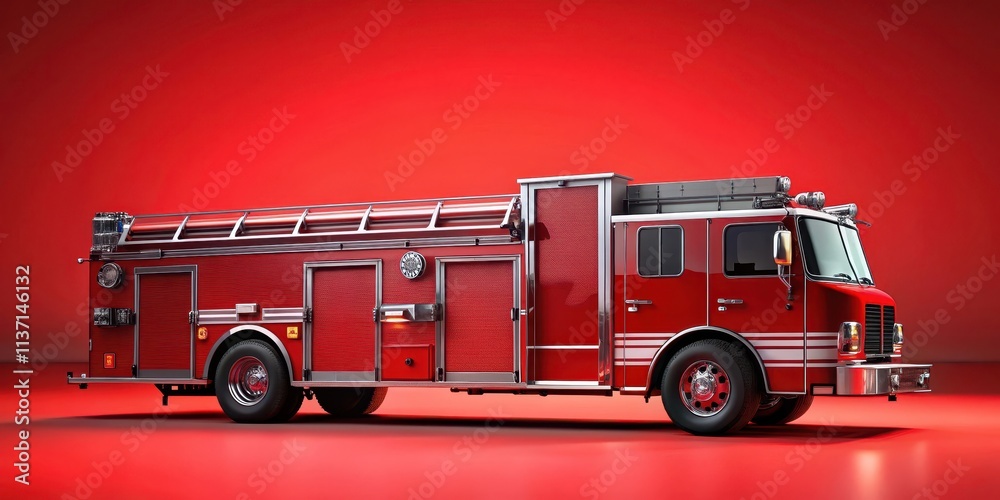 Fire engine on a red background, red fire engine, truck, emergency vehicle, bright colors, fire service, flames Fire engine on a red background, red fire engine, truck, emergency vehicle, bright colors, fire service, flames
