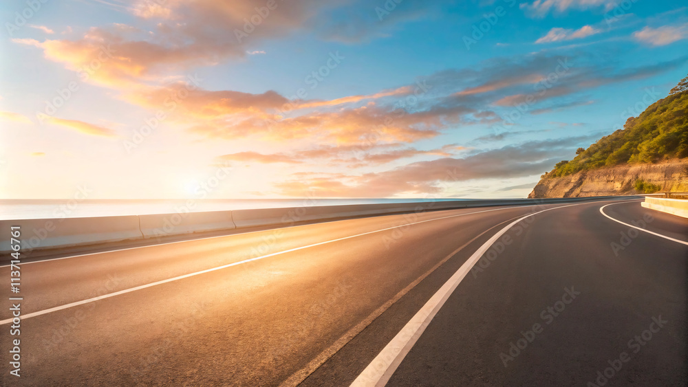 Naklejka premium Beach Sunset and Sunrise with Scenic Sky and Ocean Horizon2