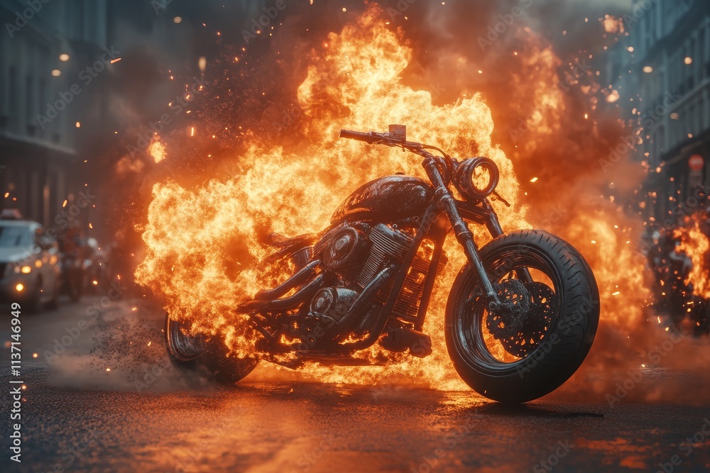 3D Realistic illustration of a Motorcycle exploding isolated on white Background 3D Realistic illustration of a Motorcycle exploding isolated on white Background