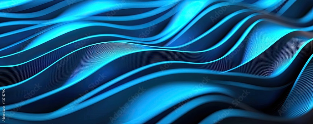 Fototapeta premium Wave abstract background idea. Dynamic abstract waves in vivid blue tones, creating a sense of movement and depth.