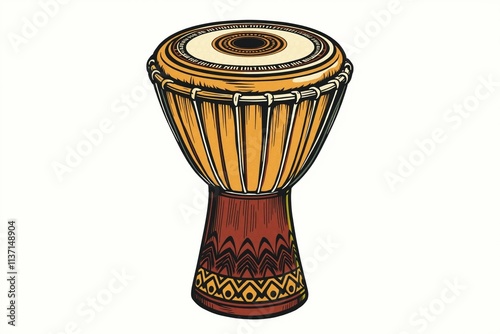 Traditional African Djembe Drum with Tribal Patterns.generative AI
 photo