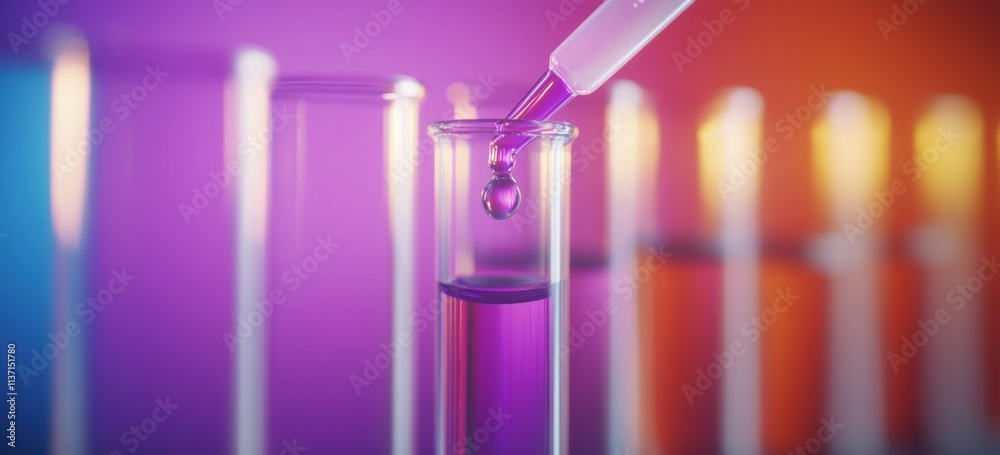 Colorful Lab Scene with Pipette and Test Tube Filled with Liquid Colorful Lab Scene with Pipette and Test Tube Filled with Liquid