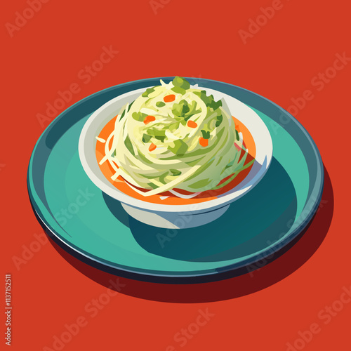 colorful illustration of american food theme, coleslaw