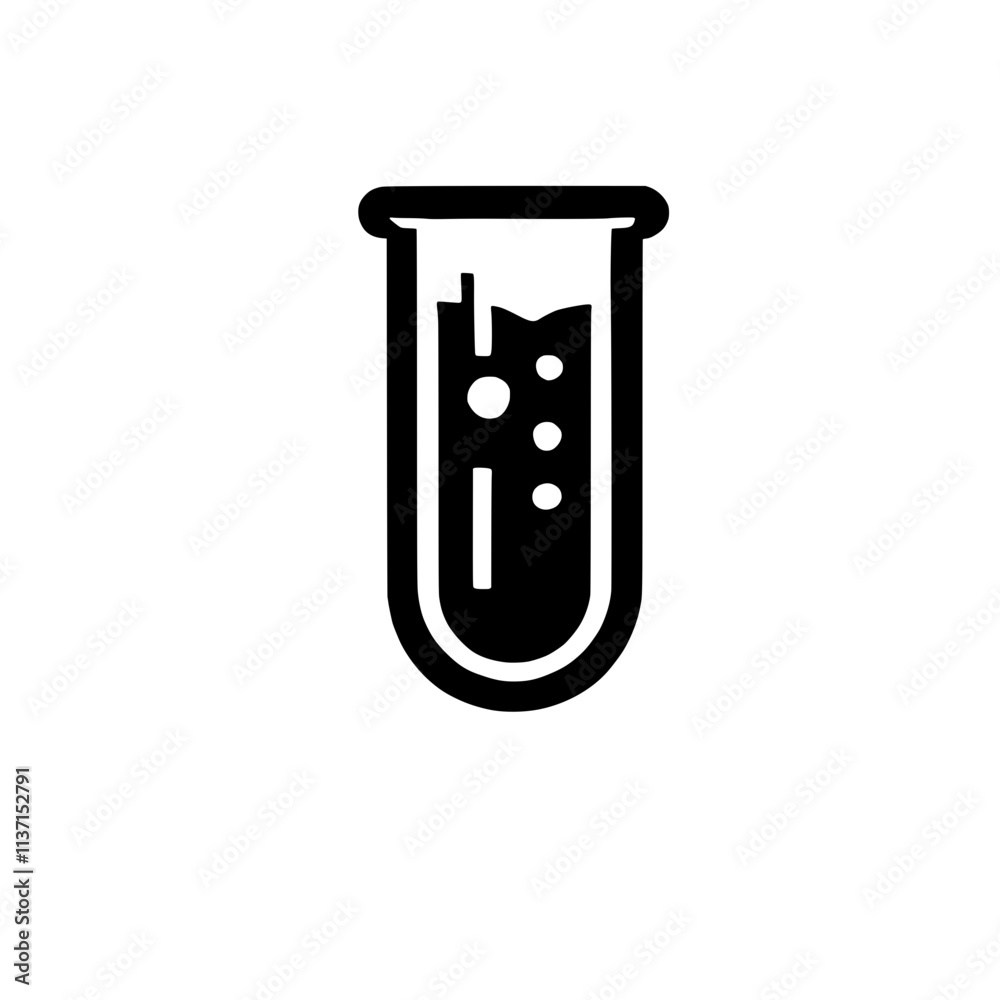 Test Tube Icon: A simple, bold, and versatile black and white icon of a test tube filled with liquid, perfect for scientific, laboratory, or educational projects. Test Tube Icon: A simple, bold, and versatile black and white icon of a test tube filled with liquid, perfect for scientific, laboratory, or educational projects.