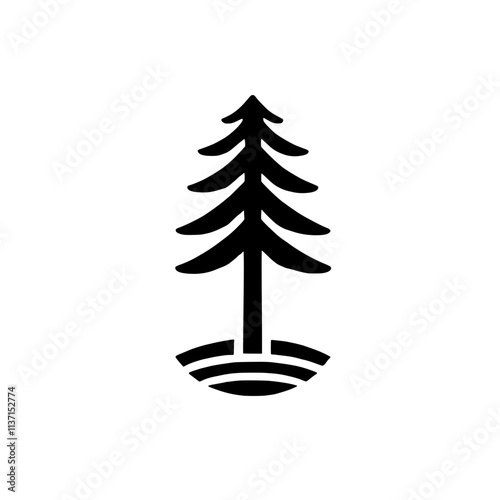 Majestic Evergreen: A stylized illustration of a pine tree, rooted firmly in the earth, symbolizing strength, resilience, and the enduring power of nature. 