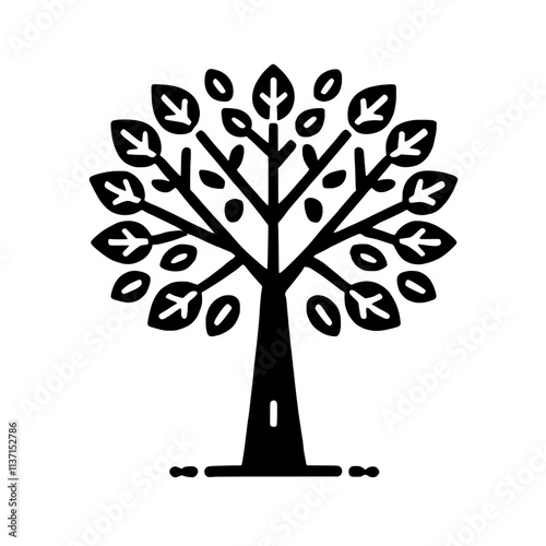 Tree of Life:  A minimalist and elegant illustration of a stylized tree, symbolizing growth, nature, and resilience. Perfect for branding, logos, and design projects.  photo