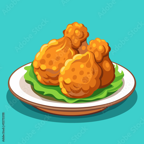 colorful illustration of american food theme, fried chicken