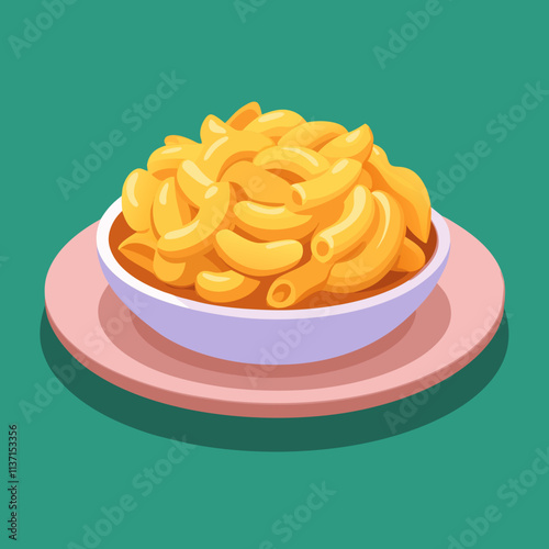 colorful illustration of american food theme, macaroni and cheese