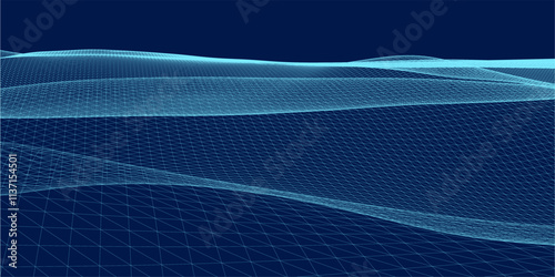 Blue mountain landscape wireframe topography pattern background