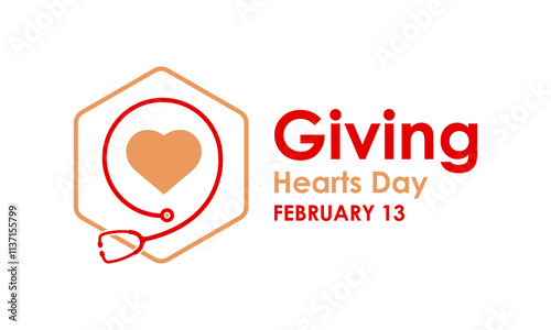Giving Hearts Day. Each year, individuals, families, and businesses come together to donate, volunteer, and spread kindness. Banner poster, flyer and background design template. Vector illustration.